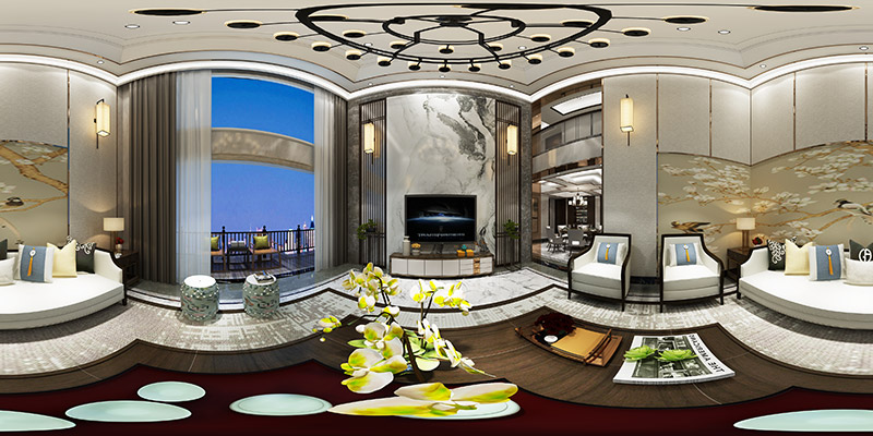 黃岐中南海暉園別墅320平米新中式風格室內裝修案例-客廳 黃岐中南海暉園別墅320平米新中式風格室內裝修案例-客廳