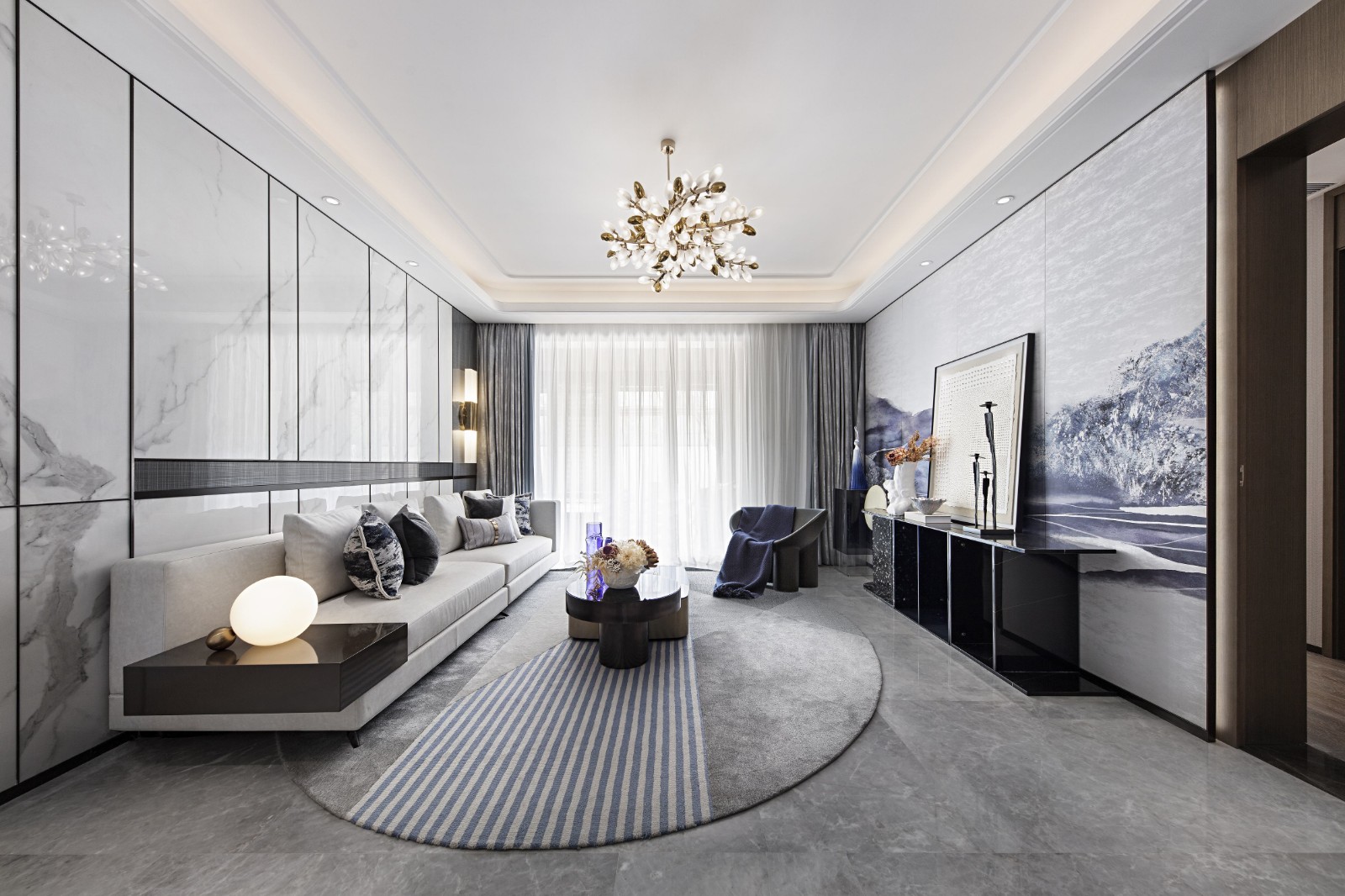 現代輕奢風格別墅室內設計家裝案例-客廳 現代輕奢風格別墅室內設計家裝案例-客廳