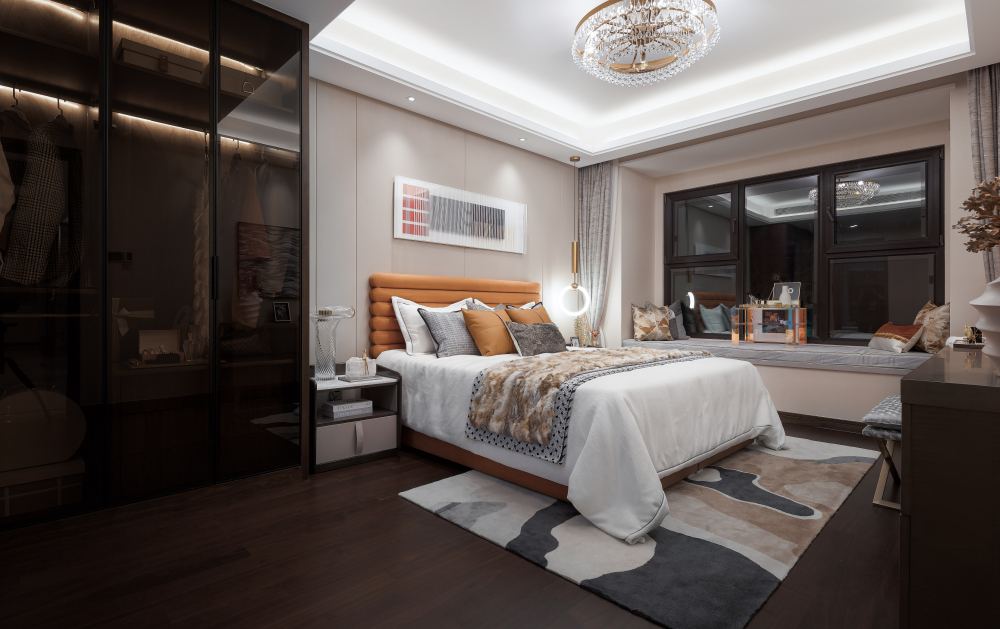 北歐輕奢風格室內(nèi)設(shè)計家裝案例-主臥