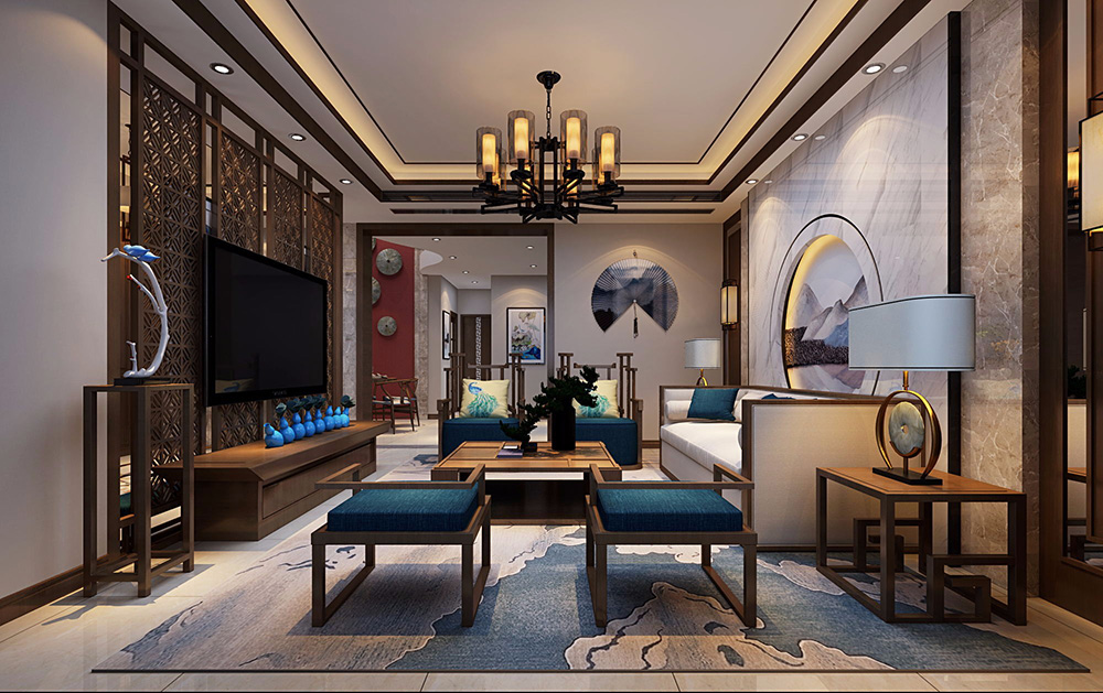 新中式風(fēng)格別墅裝修設(shè)計效果圖-東逸灣水漾林岸別墅410平米-別墅裝修設(shè)計客廳 新中式風(fēng)格別墅裝修設(shè)計效果圖-東逸灣水漾林岸別墅410平米-別墅裝修設(shè)計客廳