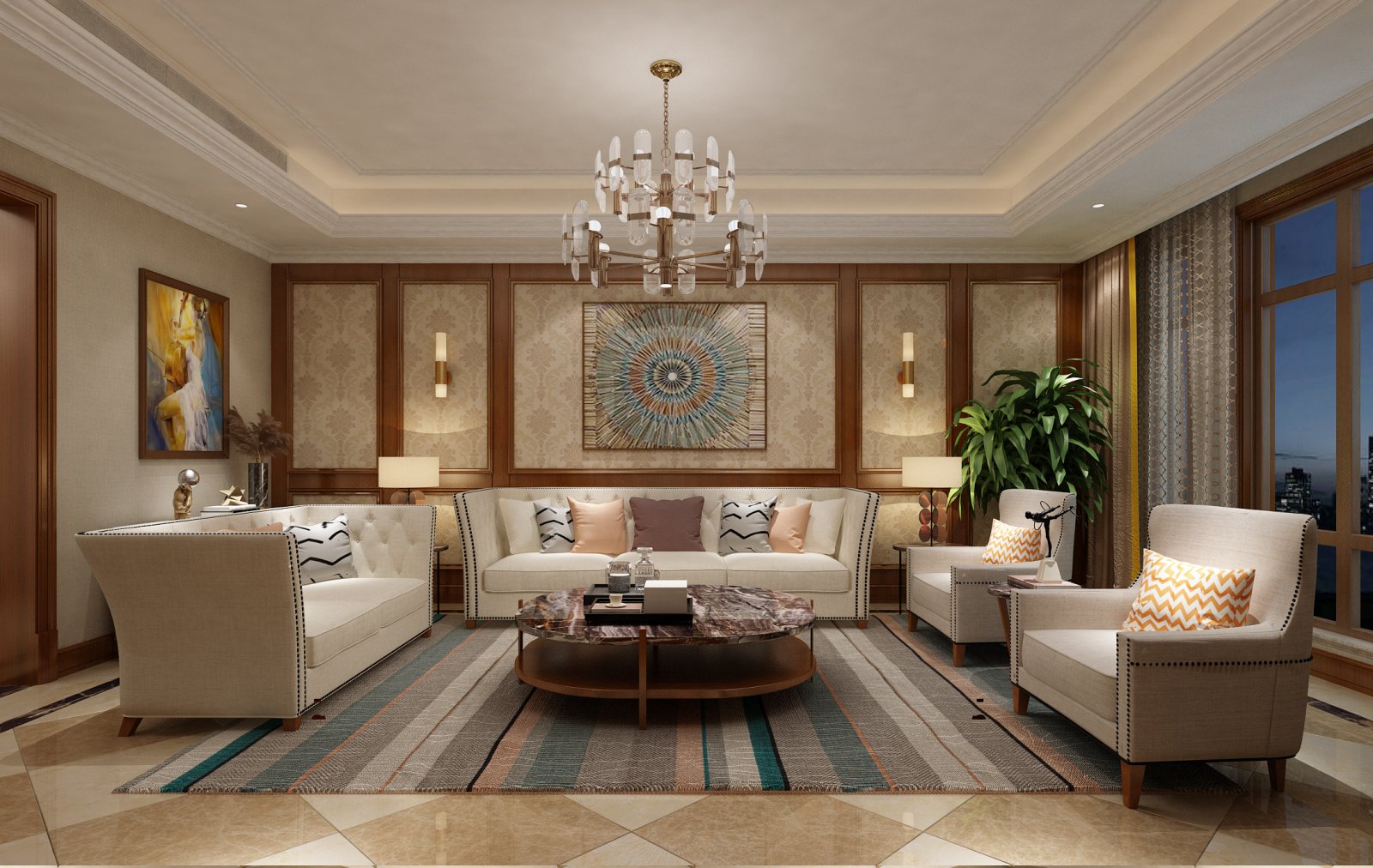 歐式古典風格家裝設計室內裝修效果圖-客廳 歐式古典風格家裝設計室內裝修效果圖-客廳