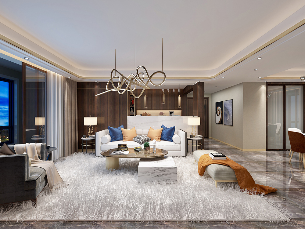 輕奢風(fēng)格室內(nèi)裝修效果圖-萬象江山二期四居195平米-客廳 輕奢風(fēng)格室內(nèi)裝修效果圖-萬象江山二期四居195平米-客廳