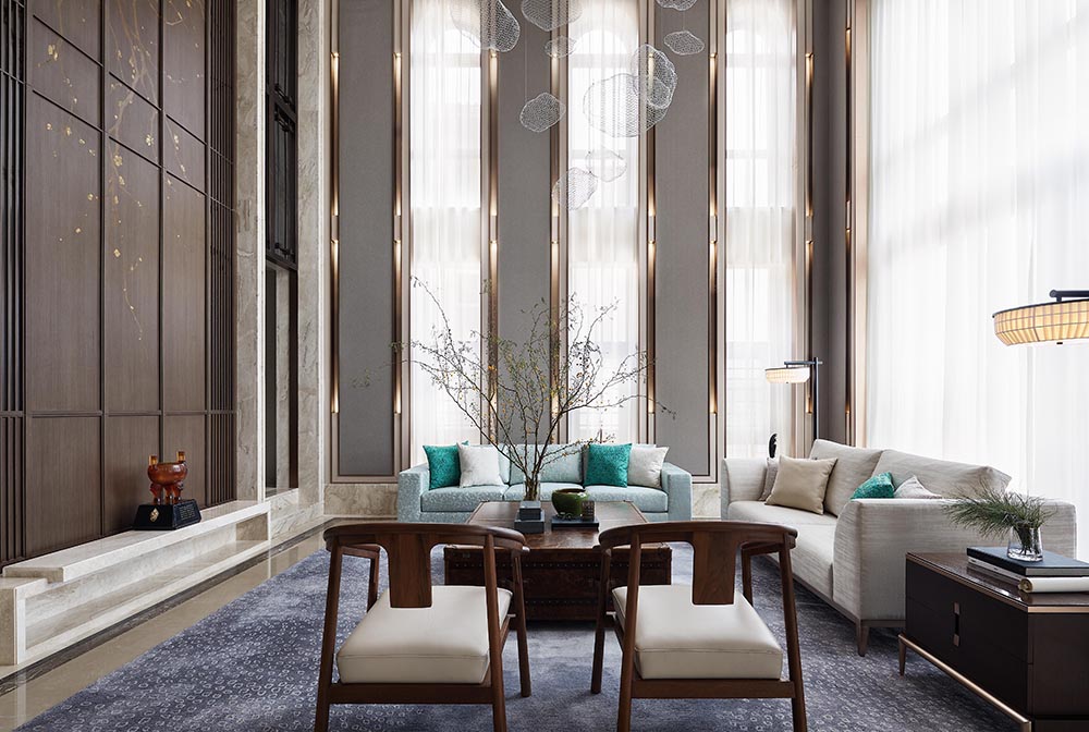 新中式風格家裝設計別墅裝修效果圖-客廳 新中式風格家裝設計別墅裝修效果圖-客廳