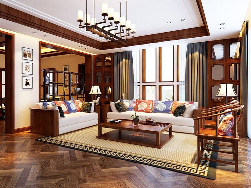 佛山市峰睿公館新中式風格四居室裝修案例
