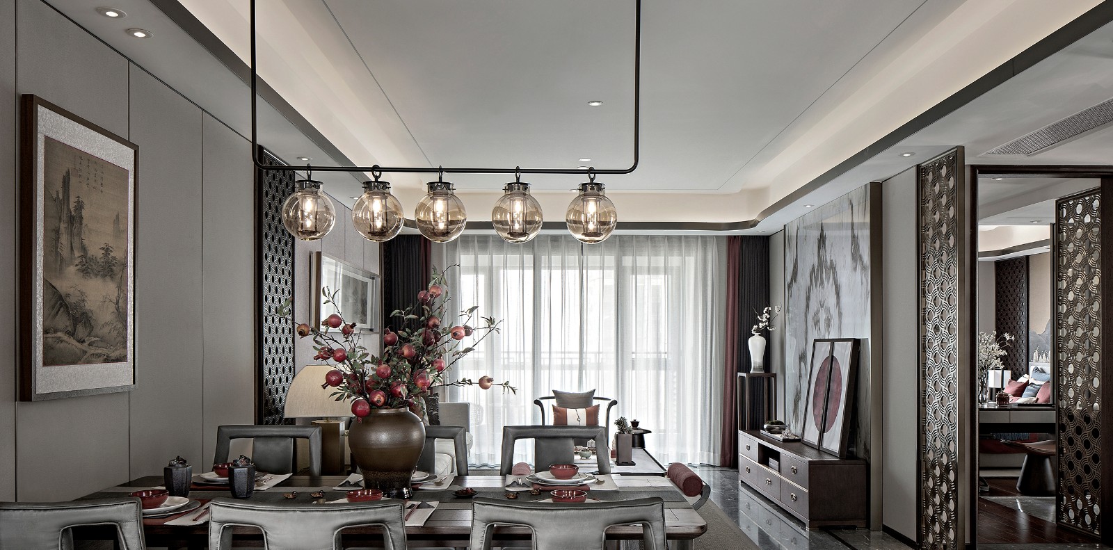 新中式風格家裝設計室內裝修效果圖-餐廳 新中式風格家裝設計室內裝修效果圖-餐廳