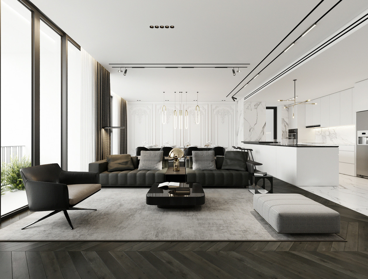 佛山裝修公司現代輕奢風格室內裝修效果圖-客廳 佛山裝修公司現代輕奢風格室內裝修效果圖-客廳