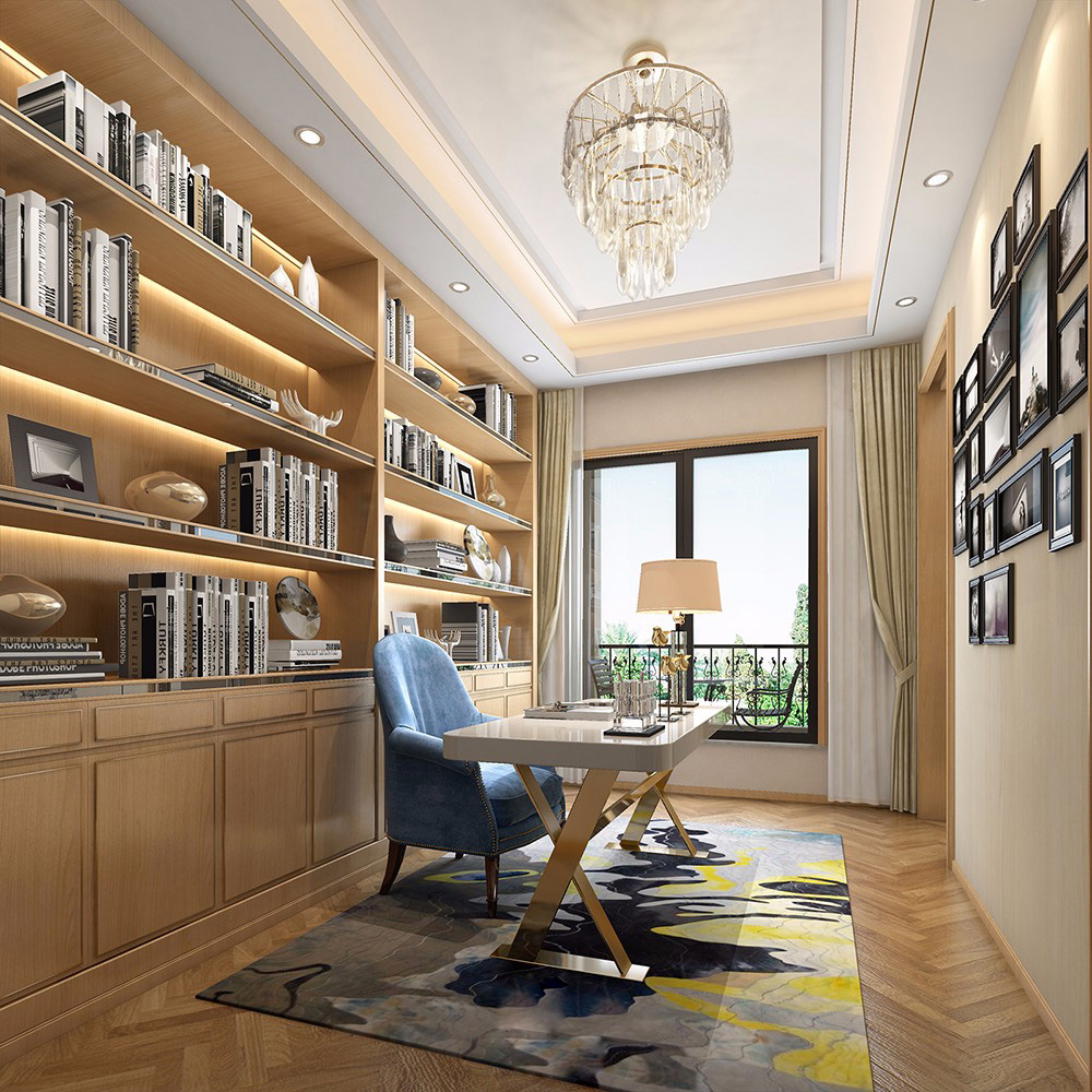 輕奢風格別墅裝修設計效果圖-碧桂花城別墅300平米-別墅書房裝修設計 輕奢風格別墅裝修設計效果圖-碧桂花城別墅300平米-別墅書房裝修設計