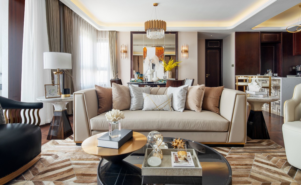 歐式輕奢風格家裝設計室內裝修效果圖-客廳沙發茶幾 歐式輕奢風格家裝設計室內裝修效果圖-客廳沙發茶幾