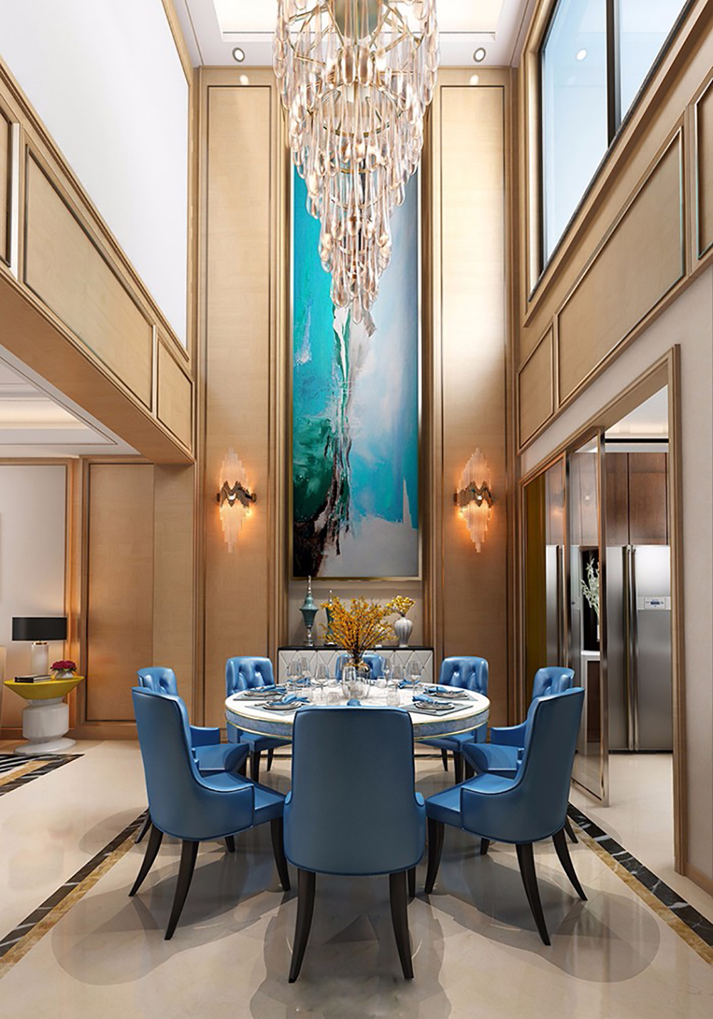 輕奢風格別墅裝修設計效果圖-碧桂花城別墅300平米-別墅餐廳裝修設計 輕奢風格別墅裝修設計效果圖-碧桂花城別墅300平米-別墅餐廳裝修設計