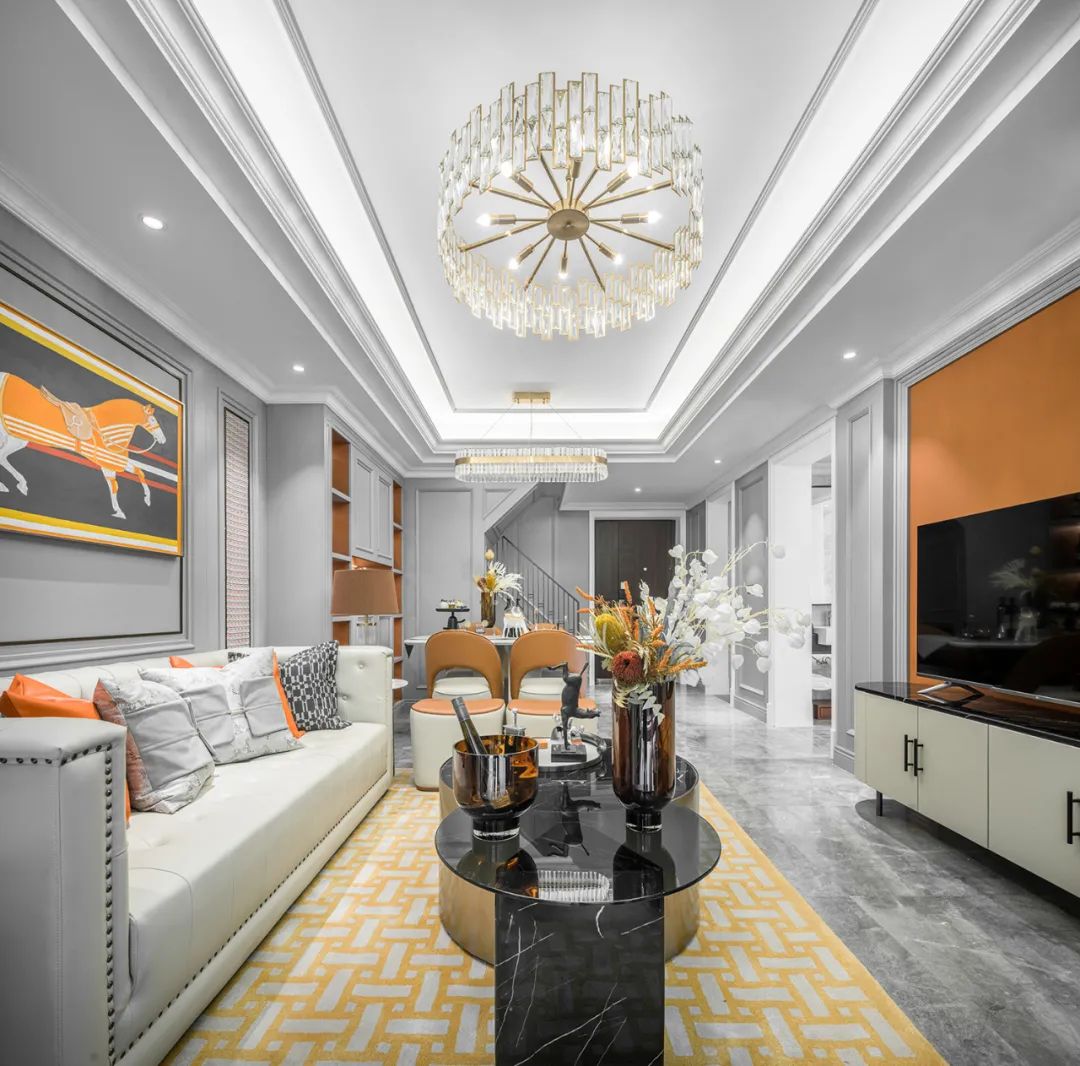 歐式輕奢風(fēng)格室內(nèi)家裝案例效果圖-客廳 歐式輕奢風(fēng)格室內(nèi)家裝案例效果圖-客廳