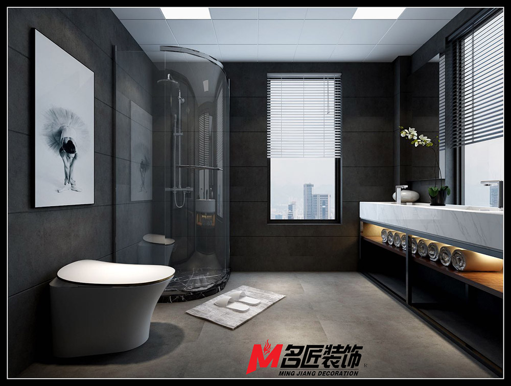 星光耀三居130平米黑白灰輕奢風格裝修案例-衛生間 星光耀三居130平米黑白灰輕奢風格裝修案例-衛生間