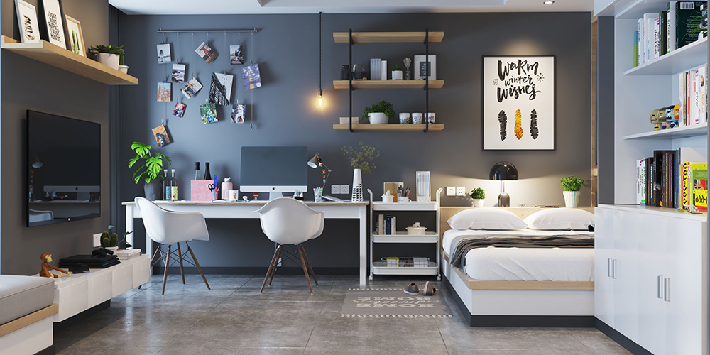 現(xiàn)代風(fēng)格公寓裝修設(shè)計(jì)效果圖-客廳辦公區(qū)域 現(xiàn)代風(fēng)格公寓裝修設(shè)計(jì)效果圖-客廳辦公區(qū)域