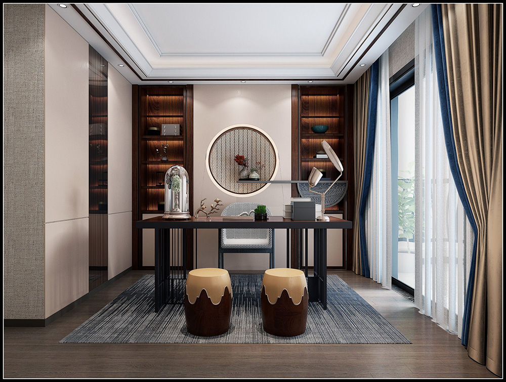 裝修公司新中式風格室內(nèi)裝修效果圖-書房 裝修公司新中式風格室內(nèi)裝修效果圖-書房