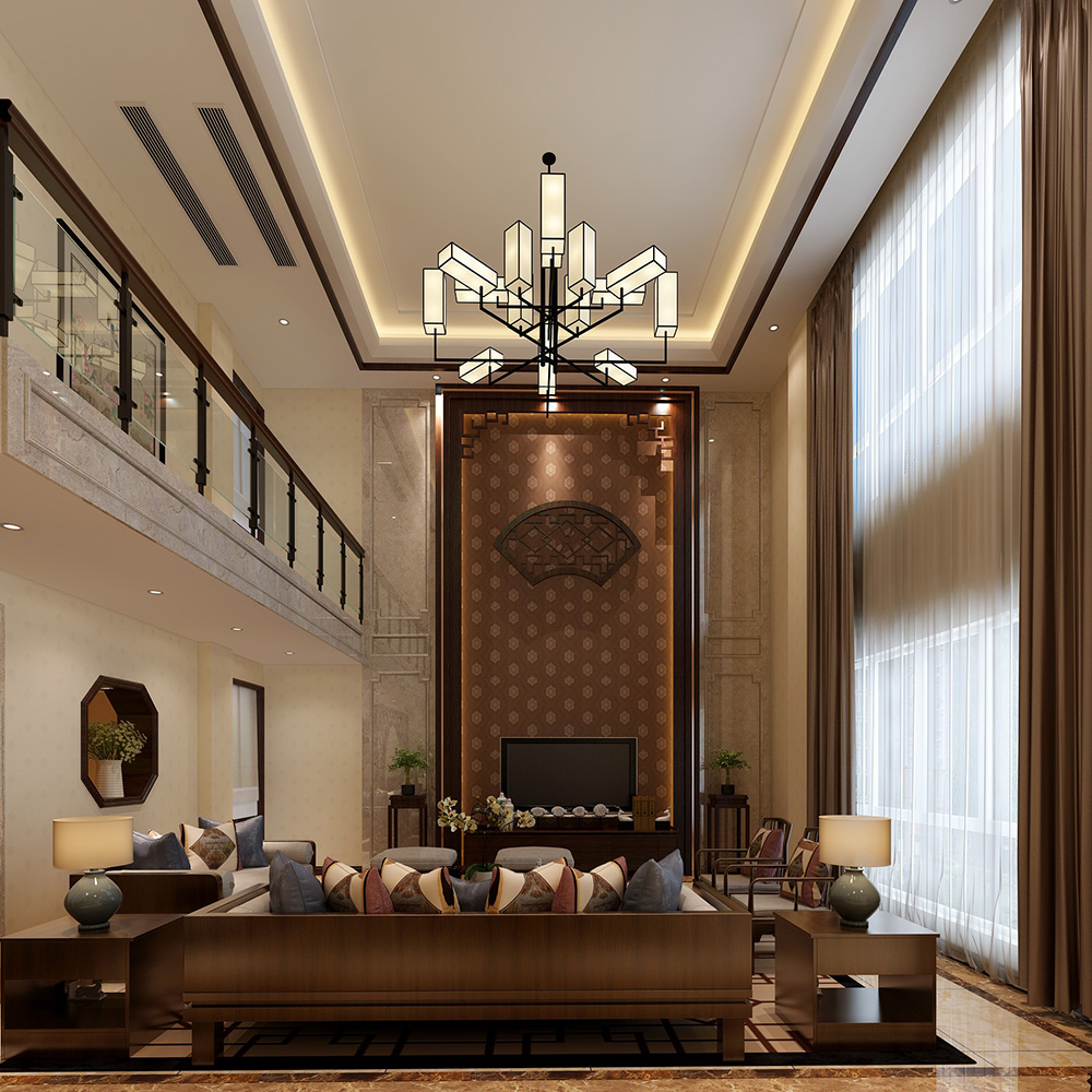 裝修公司新中式風(fēng)格別墅裝修效果圖-客廳 裝修公司新中式風(fēng)格別墅裝修效果圖-客廳