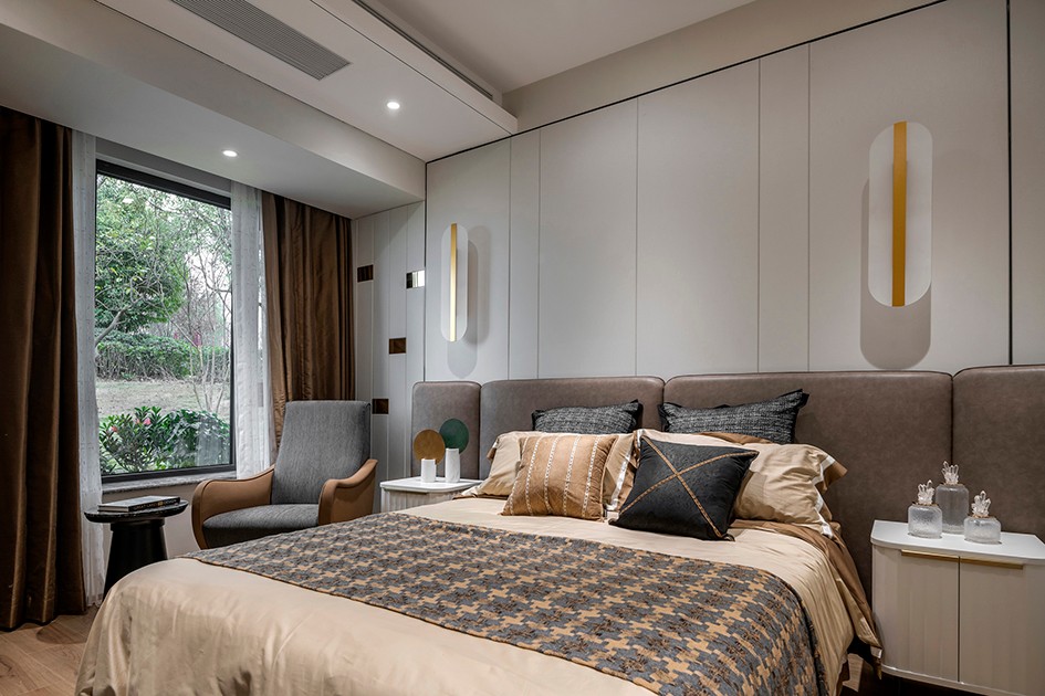 輕奢風格家裝設(shè)計室內(nèi)裝修效果圖-臥室