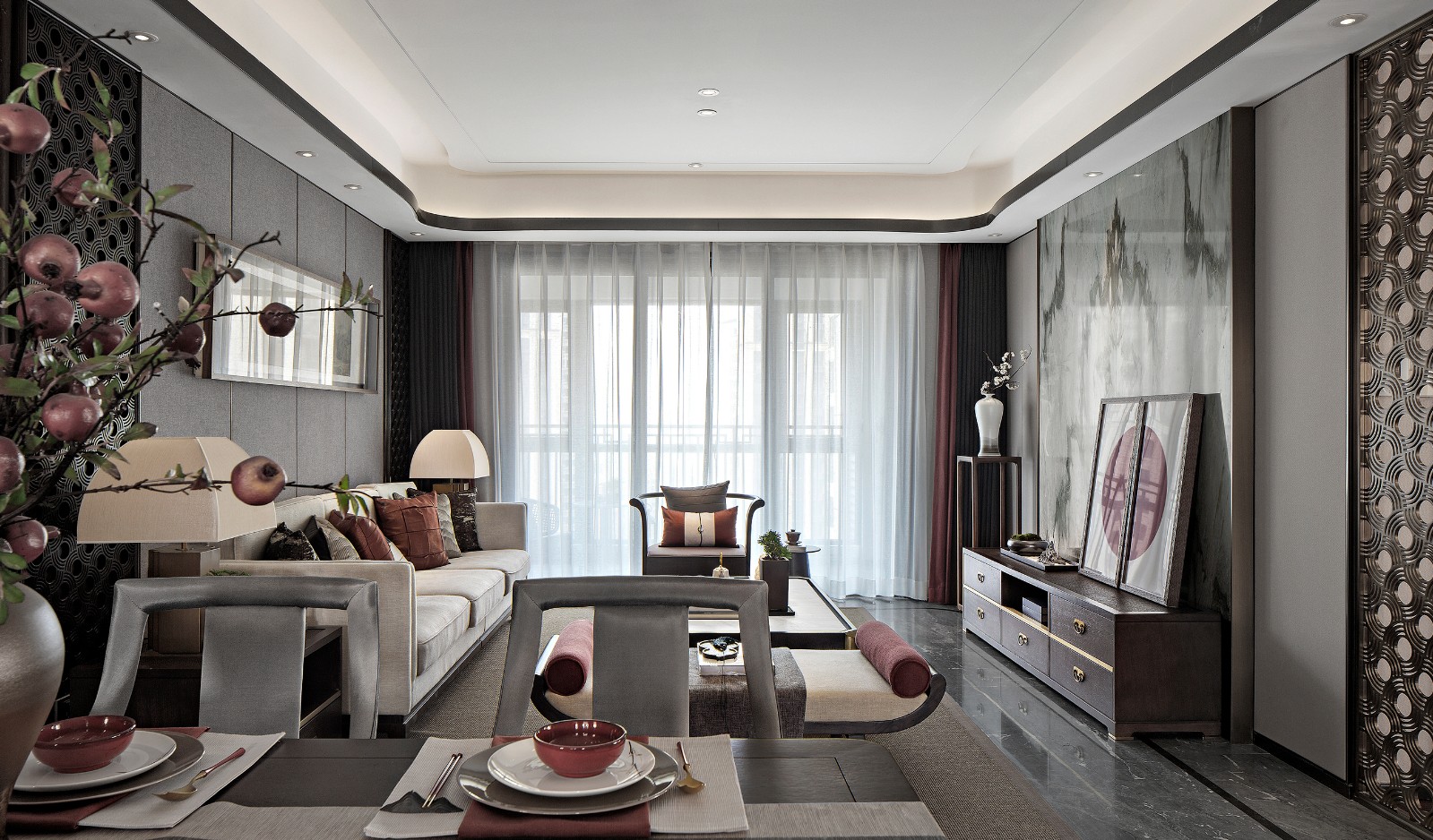 新中式風格家裝設計室內裝修效果圖-客廳 新中式風格家裝設計室內裝修效果圖-客廳