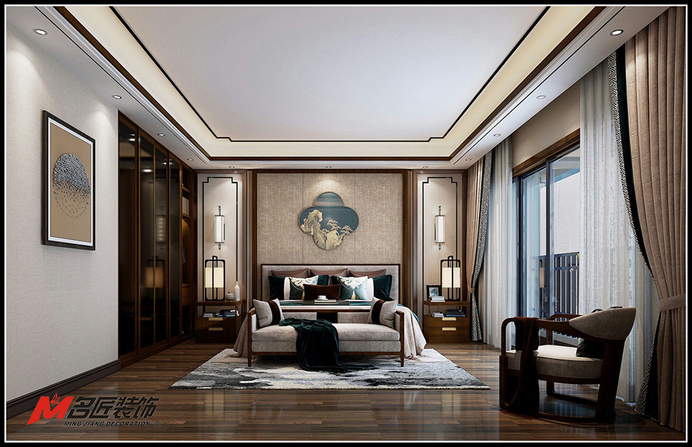 裝修公司新中式風格室內(nèi)裝修效果圖-主臥 裝修公司新中式風格室內(nèi)裝修效果圖-主臥