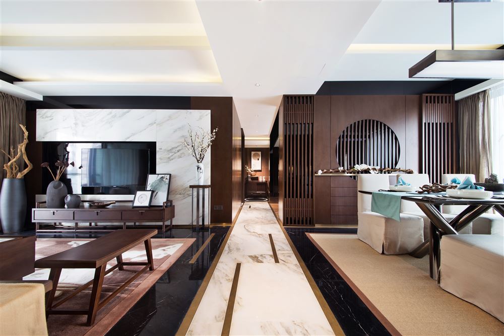 佛山市佛奧灣新中式風格四居室裝修案例