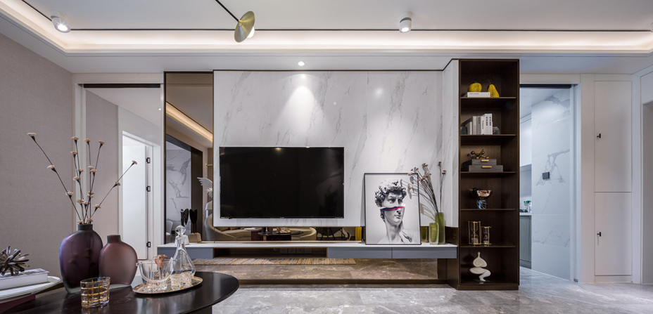 現代輕奢風格室內家裝案例效果圖-客廳 現代輕奢風格室內家裝案例效果圖-客廳