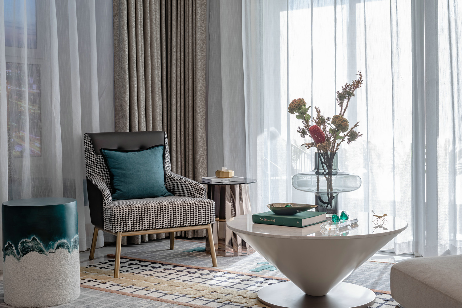 簡約新中式風格室內家裝案例效果圖-客廳休閑區 簡約新中式風格室內家裝案例效果圖-客廳休閑區