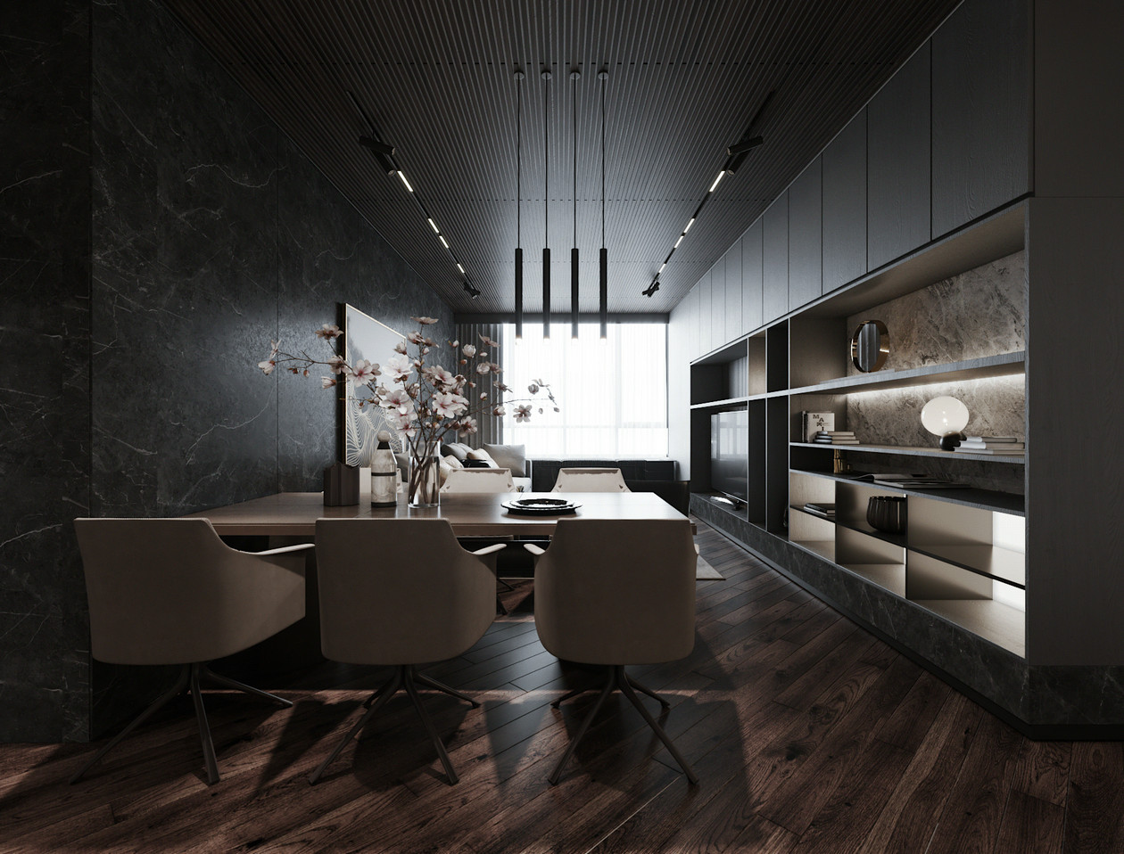 佛山裝修公司美式輕奢風格室內裝修效果圖-餐廳 佛山裝修公司美式輕奢風格室內裝修效果圖-餐廳