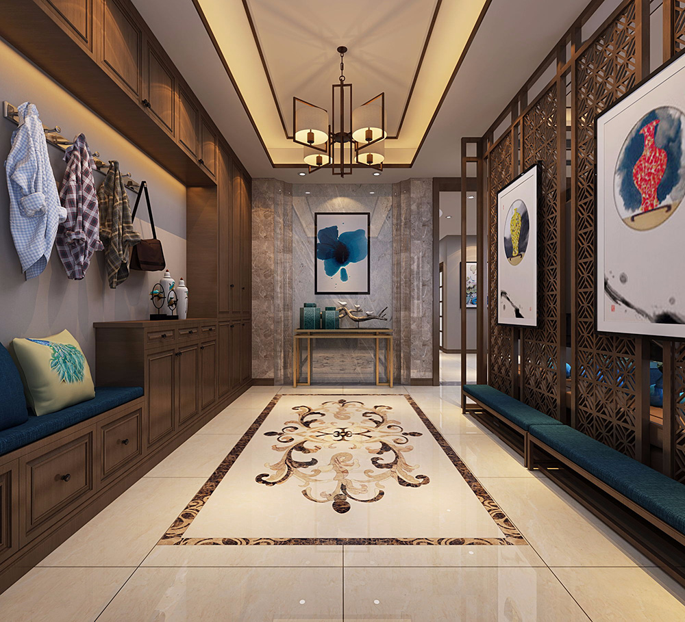 新中式風(fēng)格別墅裝修設(shè)計效果圖-東逸灣水漾林岸別墅410平米-別墅裝修設(shè)計玄關(guān) 新中式風(fēng)格別墅裝修設(shè)計效果圖-東逸灣水漾林岸別墅410平米-別墅裝修設(shè)計玄關(guān)