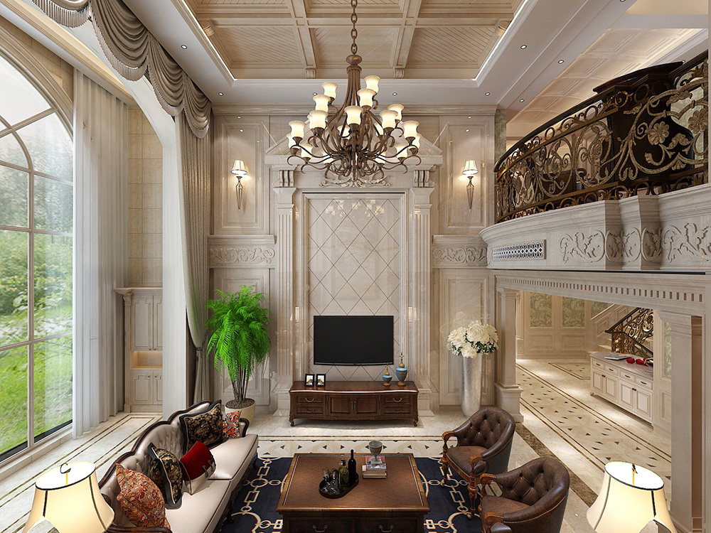 歐式風(fēng)格別墅裝修設(shè)計效果圖-美的御海東郡別墅460平米-別墅客廳裝修設(shè)計 歐式風(fēng)格別墅裝修設(shè)計效果圖-美的御海東郡別墅460平米-別墅客廳裝修設(shè)計
