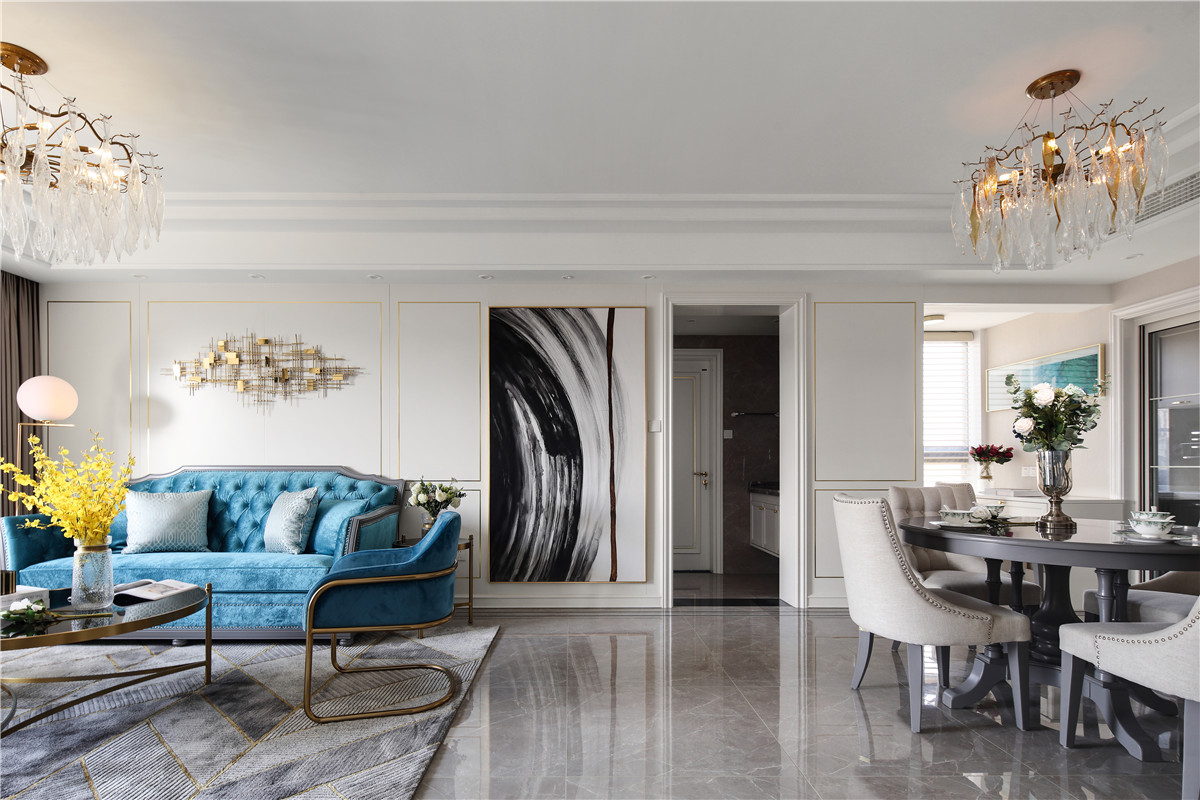 美式輕奢風格家裝設計室內裝修效果圖-客餐廳 美式輕奢風格家裝設計室內裝修效果圖-客餐廳