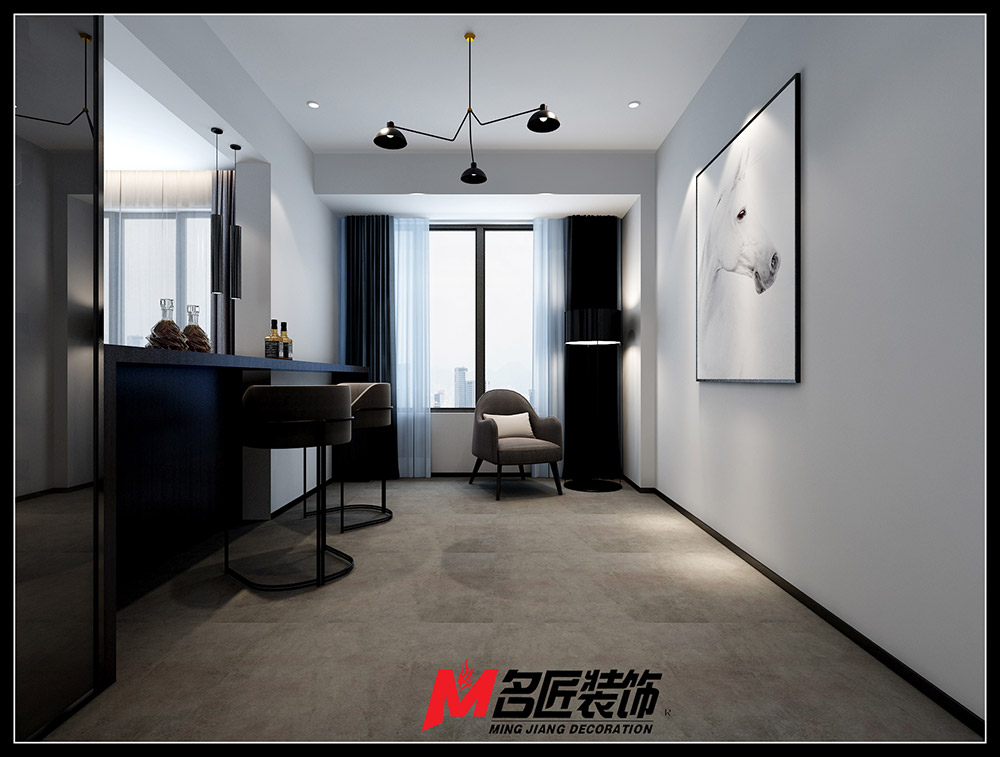 星光耀三居130平米黑白灰輕奢風格裝修案例-會客區 星光耀三居130平米黑白灰輕奢風格裝修案例-會客區