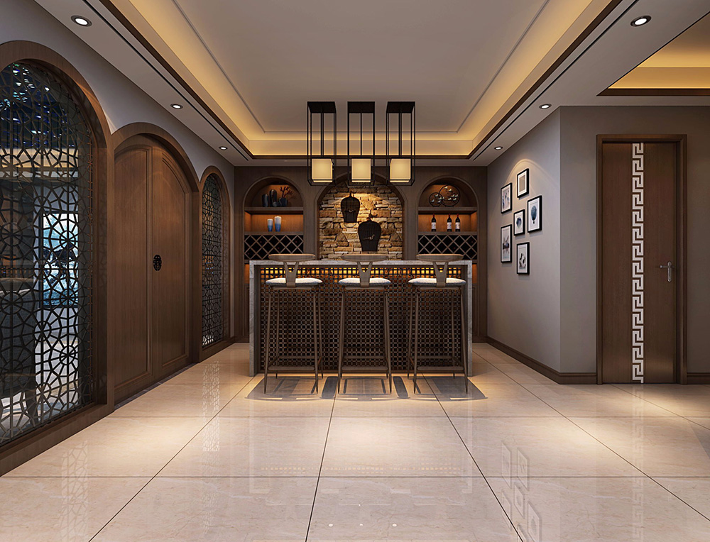 新中式風(fēng)格別墅裝修設(shè)計效果圖-東逸灣水漾林岸別墅410平米-別墅裝修設(shè)計吧臺 新中式風(fēng)格別墅裝修設(shè)計效果圖-東逸灣水漾林岸別墅410平米-別墅裝修設(shè)計吧臺