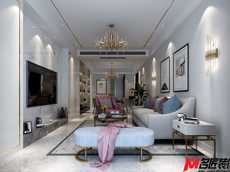 臺州市半島名苑輕奢風格三居室裝修案例