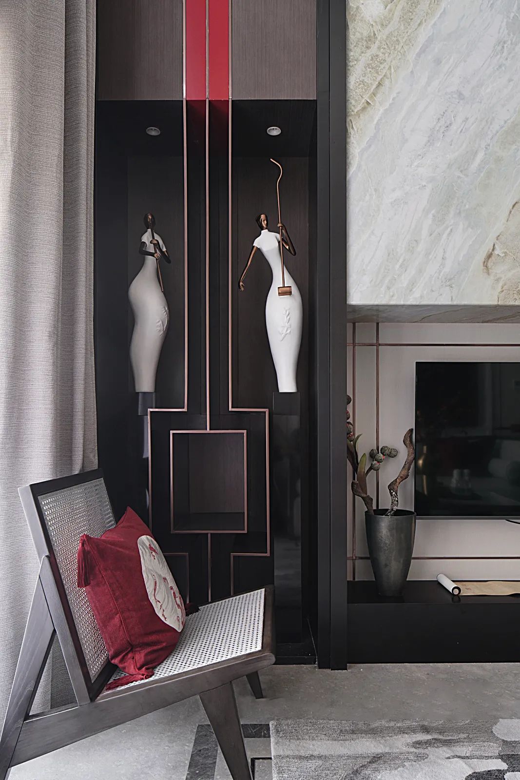 新中式風格室內設計家裝案例-客廳背景墻 新中式風格室內設計家裝案例-客廳背景墻