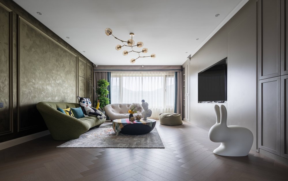 摩登復古風格室內家裝案例效果圖-客廳 摩登復古風格室內家裝案例效果圖-客廳