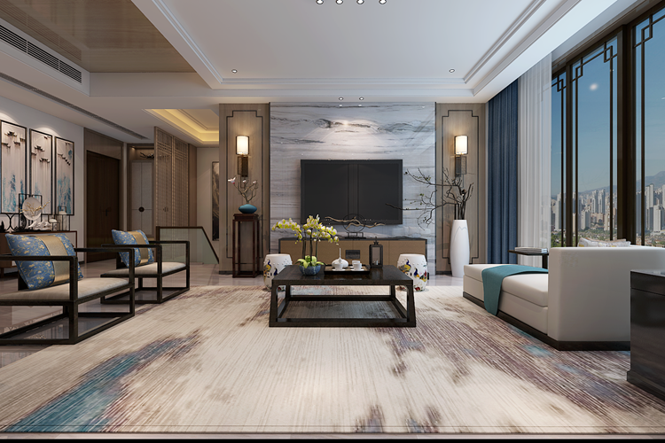 裝修公司新中式風(fēng)格室內(nèi)裝修效果圖-客廳 裝修公司新中式風(fēng)格室內(nèi)裝修效果圖-客廳