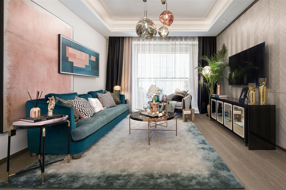 江門市奧園泉林黃金小鎮輕奢風格三居室裝修案例