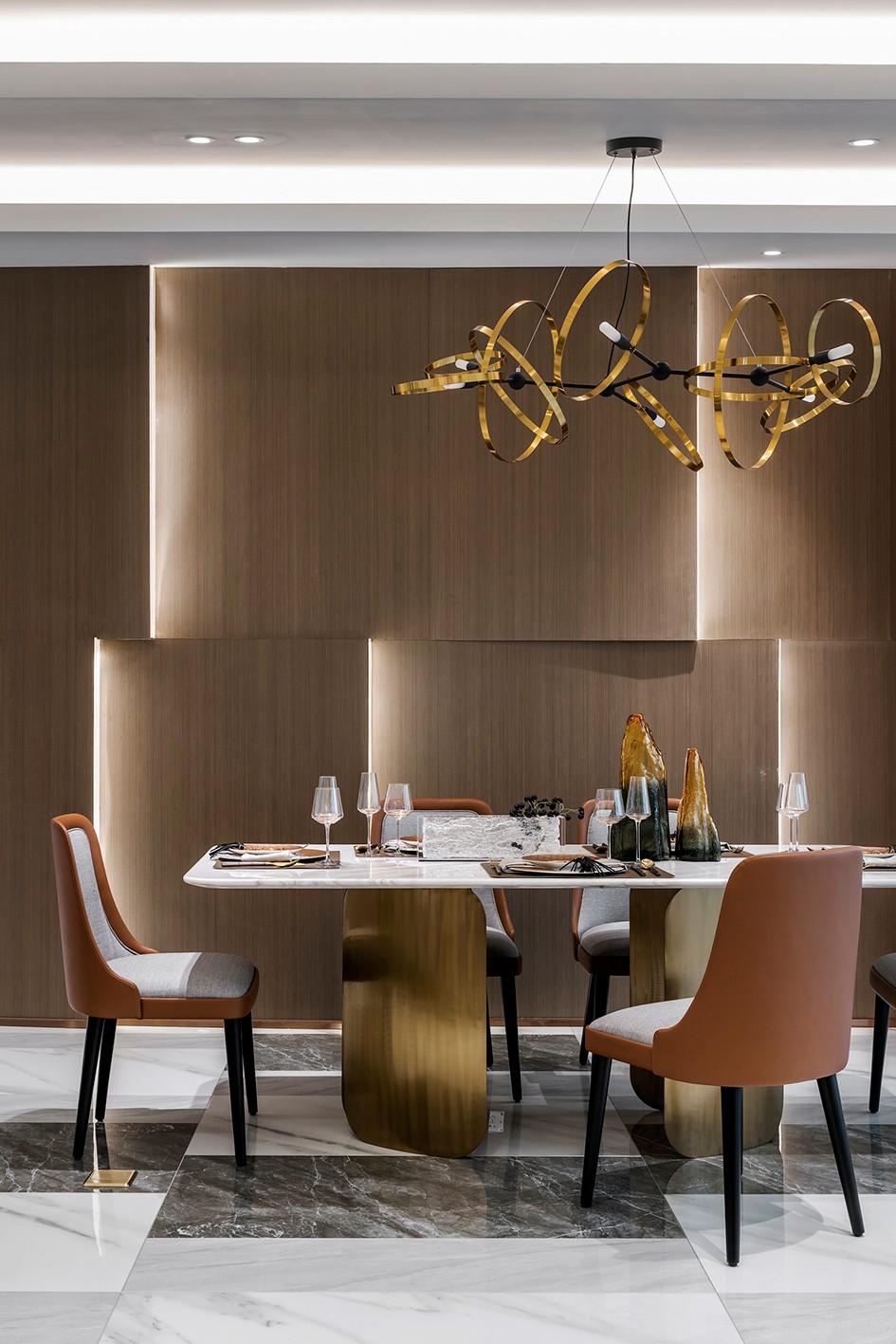 輕奢風格家裝設(shè)計室內(nèi)裝修效果圖-餐廳