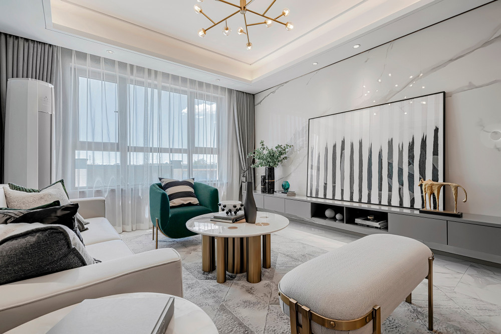 北歐輕奢風格室內家裝案例效果圖-客廳 北歐輕奢風格室內家裝案例效果圖-客廳