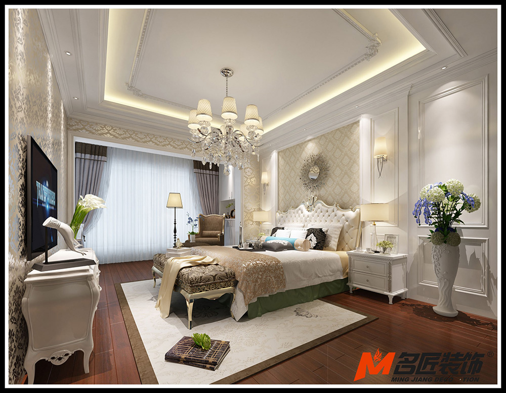 簡歐風格室內裝修效果圖-時代水岸三居111平米-室內臥室裝修設計 簡歐風格室內裝修效果圖-時代水岸三居111平米-室內臥室裝修設計