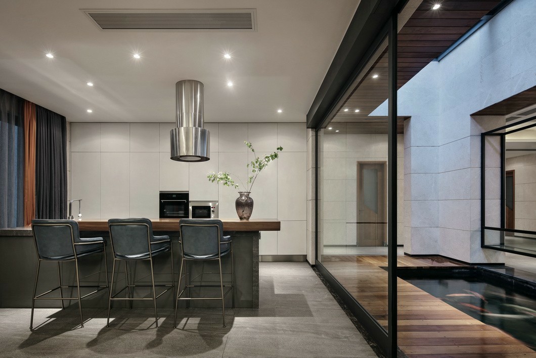 裝修公司新中式風格別墅裝修效果圖-開放式廚房 裝修公司新中式風格別墅裝修效果圖-開放式廚房