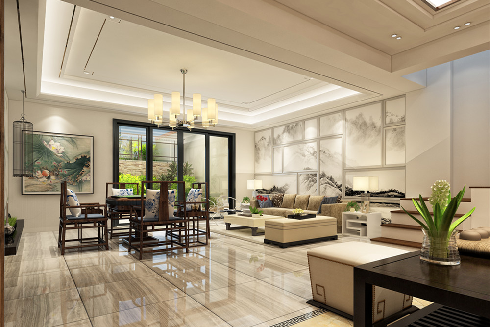 惠州市碧桂園十里銀灘別墅新中式風格別墅裝修案例