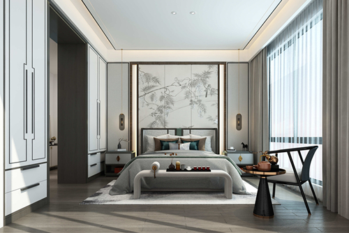 海口市和泓海棠府新中式風格別墅裝修案例