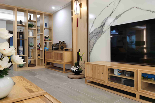 海口市帝和華庭新中式風格復式裝修案例