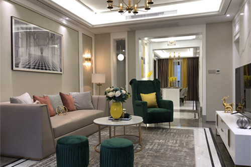 海口市奔龍大廈美式風格三居室裝修案例