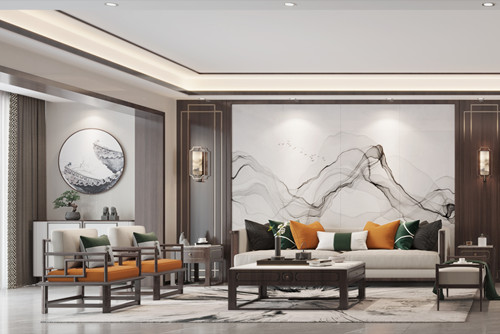 海口市愛華小區新中式風格四居室裝修案例